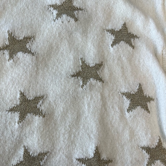 Hatley Women’s ivory gold metallic star sweater red trim size small - Picture 2 of 8